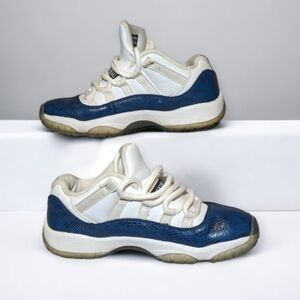 Nike Air Jordan 11 Retro Sneakers Low Top Snake Navy White CD6847-102 Size 5Y